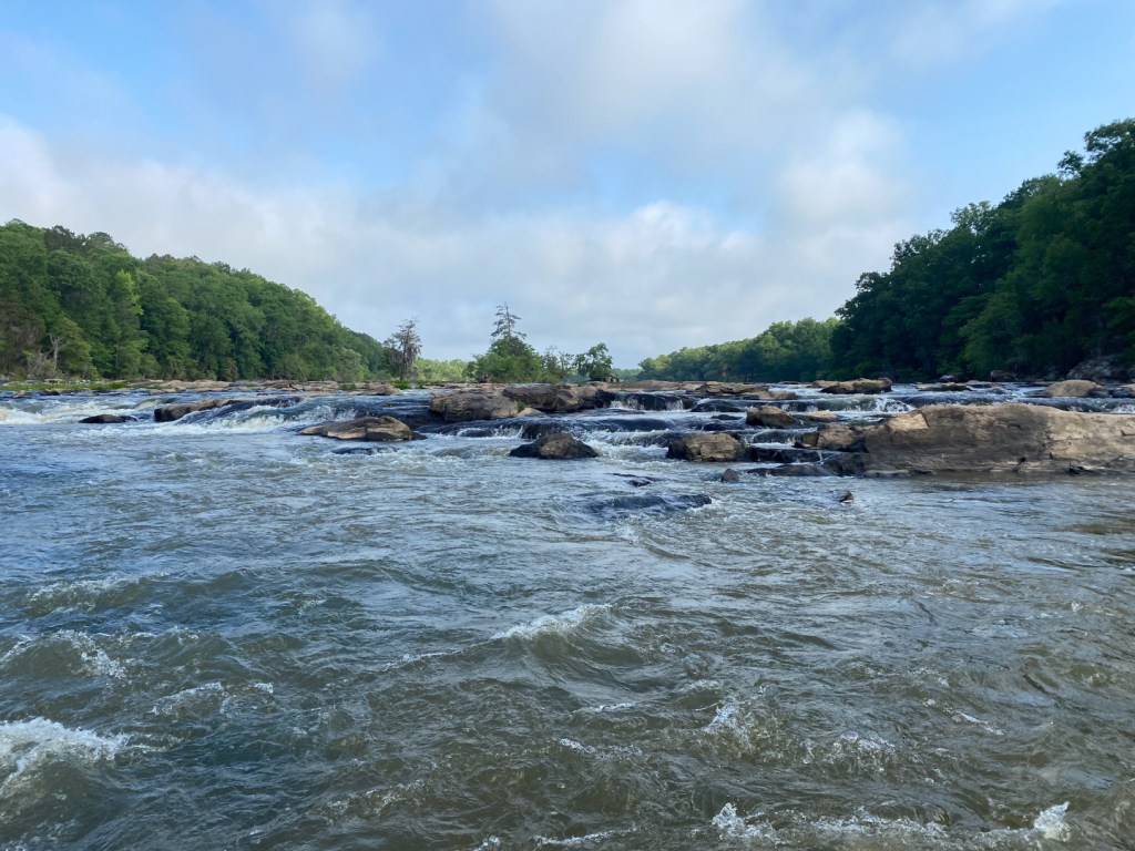 rocks and tide on the Flint River in Upson County, GA